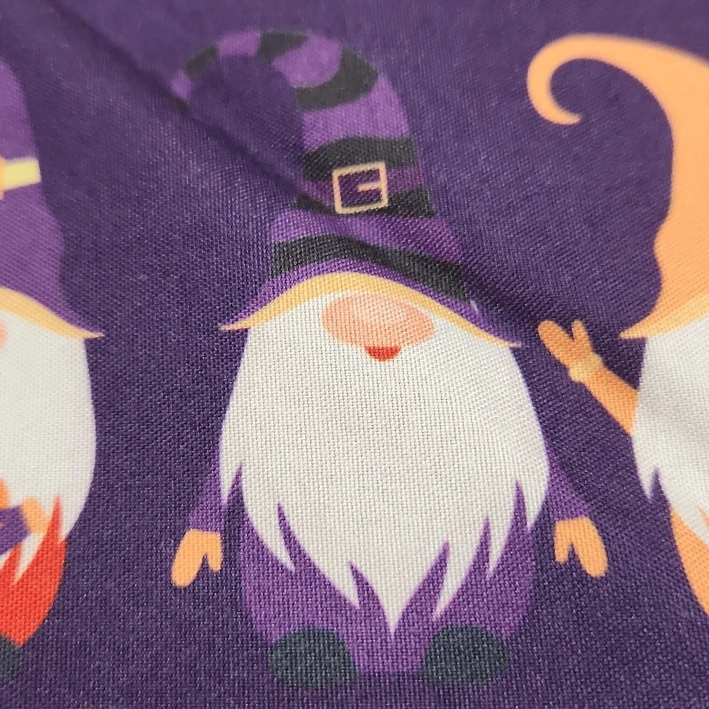 Purple Halloween Pet Bandana w Gnomes New